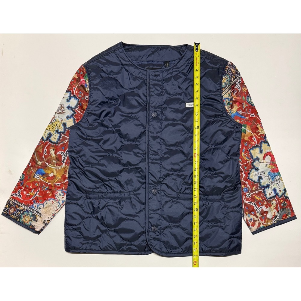 The Hundreds Quilted Liner Jacket Navy Blue Graphic Print Sleeves Mens XL NWT